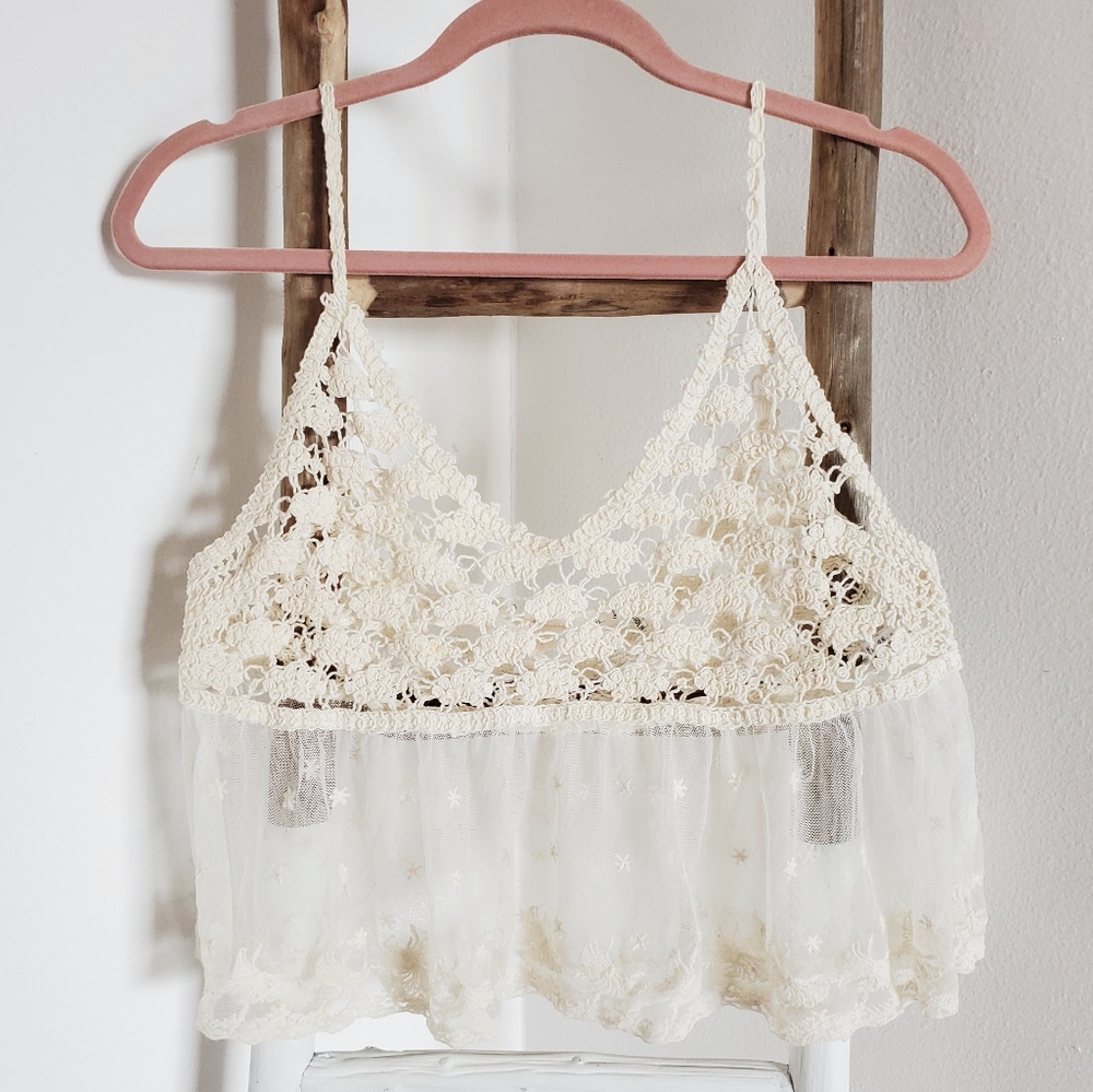 Sheer Floral Knit and Lace Tank